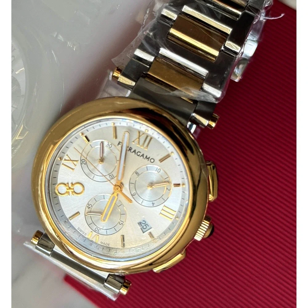 Salvatore Ferragamo SFYQ00321 Legacy Chronograph Two Tone 40mm Swiss NWT Box